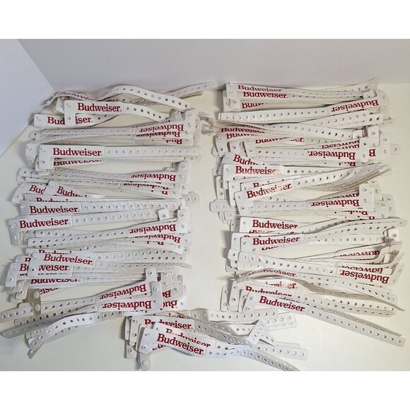 180+ Budweiser Event Party ID Age Wristbands Lot Branded Logo White Red Vintage - Picture 1 of 7